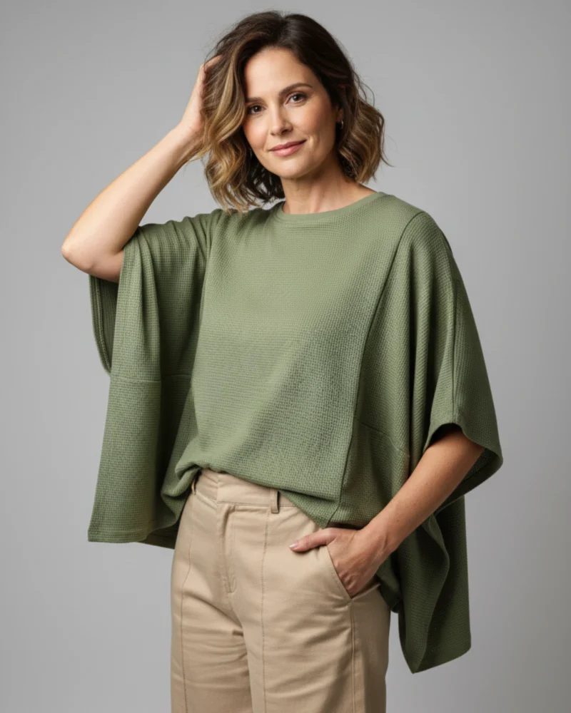 Blusa Manga Morcego - Verde Cacto