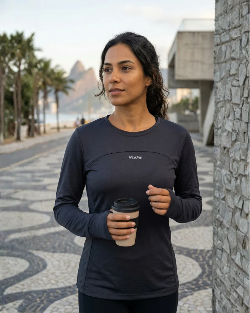 Blusa NexOne Manga Longa Performance - Preta